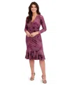 London Times Petite Surplice Burnout Midi Dress In Pink
