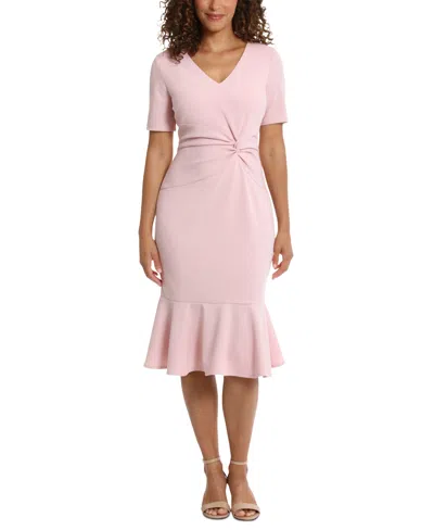 London Times Petite Twisted Sheath Dress In Rose Mist