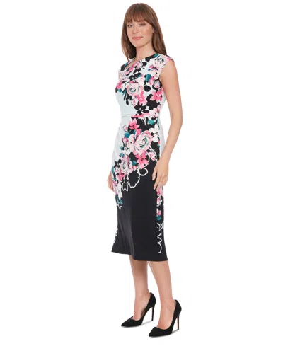 London Times Petites Floral-print Midi Dress In Multi