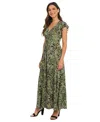 London Times Petites Printed Jersey Long Fit & Flare Dress