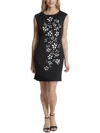 London Times Petites Womens Cut Out Mini Sheath Dress In Black