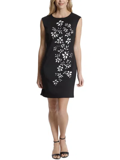 London Times Petites Womens Cut Out Mini Sheath Dress In Black