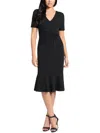 London Times Flounce Hem Twist Midi Dress In Black