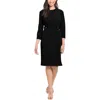 London Times Petites Womens Solid Polyester Wear To Work Dress In Black