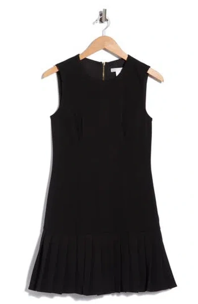 London Times Pleat Hem Miniskirt Dress In Black