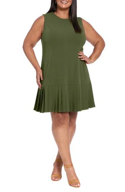 London Times Pleated Sheath Dress In Green