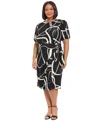 London Times Plus Size Balloon-sleeve Sarong Dress