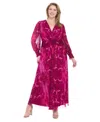 London Times Plus Size Bishop-sleeve Mesh Maxi Dress