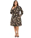 London Times Plus Size Collared Long-sleeve Shirtdress In Multi