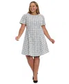 London Times Plus Size Crewneck Short Sleeve Dress In Animal Print