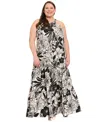 London Times Floral Sleeveless Tiered Maxi Sundress In Multi