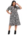London Times Plus Size Keyhole Dress In Animal Print