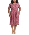 London Times Plus Size Keyhole-front Midi Dress In Purple