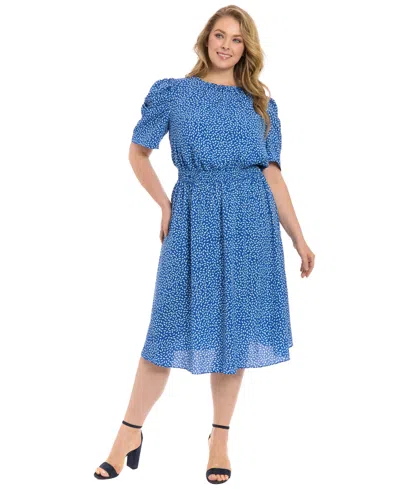 London Times Plus Size Printed Caterpillar-sleeve Dress