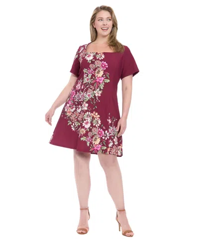 London Times Plus Size Short-sleeve A-line Dress