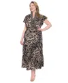 London Times Ruffle Flutter Sleeve Tiered Maxi Dress In Black