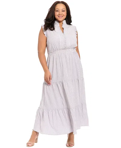 London Times Plus Size Tiered Sleeveless Maxi Dress In Purple