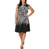 London Times Plus Womens Floral Print Polyester Fit & Flare Dress