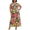 London Times Plus Womens Floral Ruffled Maxi Dress In Multi