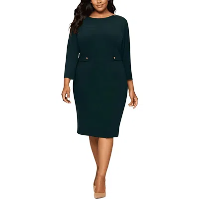 London Times Plus Womens Office Business Wear To Work Dress In Blue