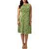 London Times Plus Womens Printed Long Maxi Dress In Green