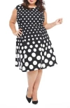 LONDON TIMES LONDON TIMES POLKA DOT FIT & FLARE DRESS