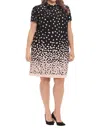 London Times Polka Dot Tie Dress In Black Pink In Black