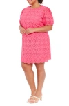 London Times Cotton Eyelet Shift Dress In Pink