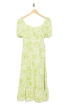 London Times Puff Sleeve Midi Dress In Ivory Green