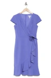 London Times Rosette Ruffle Cap Sleeve A-line Dress In Periwinkle