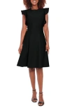 London Times Ruffle Cap Sleeve Fit & Flare Dress In Black