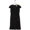 London Times Ruffle Cap Sleeve Scuba Dress In Black