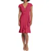 London Times Surplice Neck Ruffle Skirt Sheath Dress In Cherries Jubilee