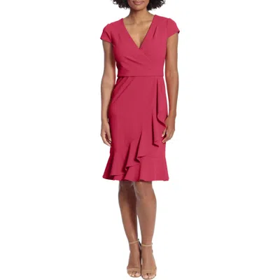 LONDON TIMES LONDON TIMES RUFFLE FAUX WRAP DRESS