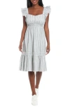 London Times Ruffle Fit & Flare Dress In Black/white