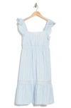 London Times Ruffle Fit & Flare Dress In Chambray White