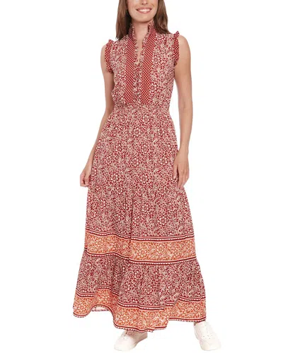 London Times Ruffle Maxi Dress In Brown