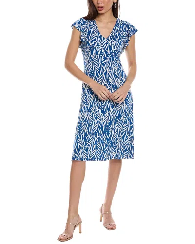 London Times Ruffle Midi Dress In Blue