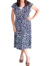 London Times Ruffle Midi Dress In Navy/soft White In Multi