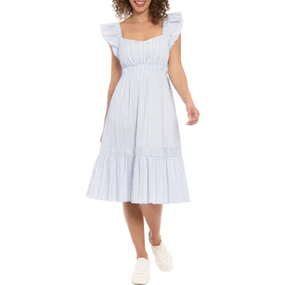 London Times Ruffle Sleeve Tiered Sundress In White