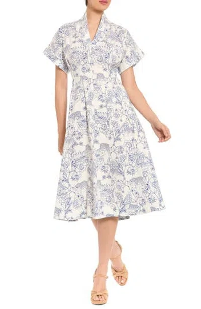 London Times Safari Drop Shoulder Midi Dress In Blue