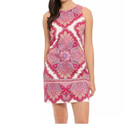 London Times Sateen Shift Dress In Pink In Multi