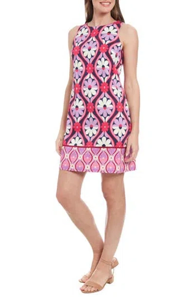 London Times Sateen Shift Dress In Multi