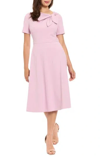 London Times Scuba Crepe Fit & Flare Dress In Pink