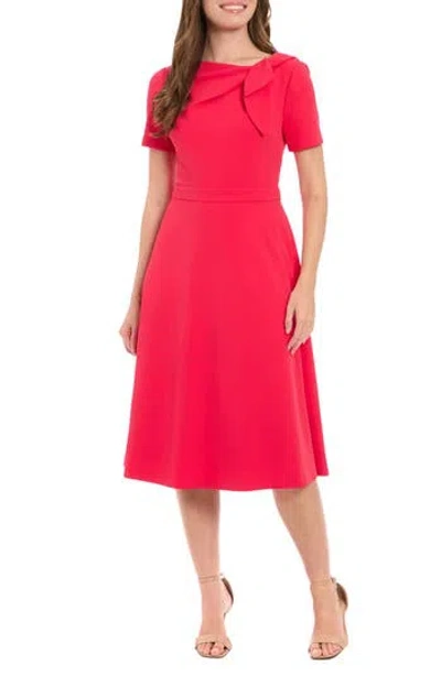 London Times Scuba Crepe Fit & Flare Dress In Pink