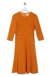 London Times Seamed Midi Dress In Honey