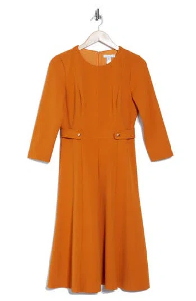London Times Seamed Midi Dress In Honey
