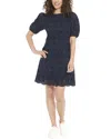 London Times Embroidered Eyelet Shift Dress In Blue