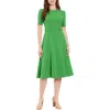 London Times Seamed Midi Dress In Kelly Green