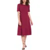 London Times Short Sleeve Fit & Flare Midi Dress In Pink
